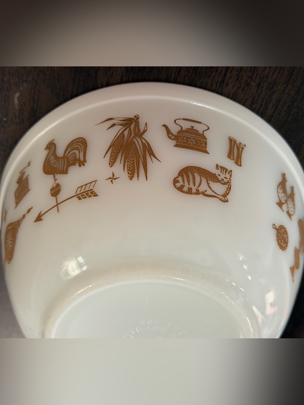 Vintage Pyrex 402 Early American 1.5 Qt Mixing Bowl Brown White MCM Americana - Picture 5 of 11